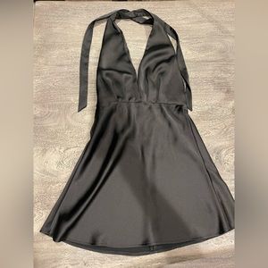 Black Zara Tie-Neck Mini Dress